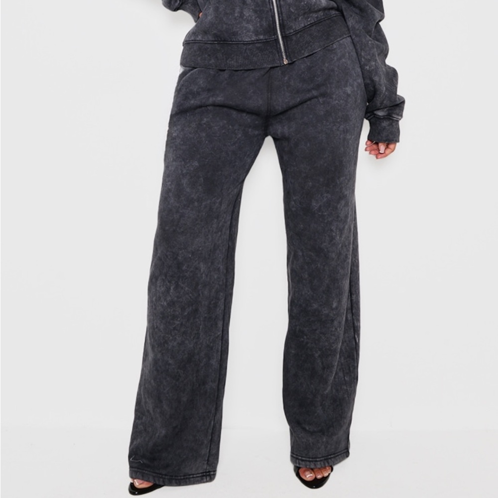 Black Acid Wash Wide-Leg “shape” Sweatpants